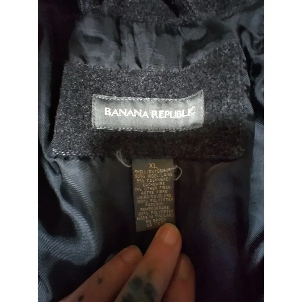 BANANA REPUBLIC MENS WOOL CASHMERE OVERCOAT PEACOAT GRAY SIZE XL
